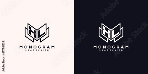 Initials letter XL with book line art education logo symbol vector illustration