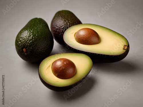 Avocados stacked studio shot with space for text bright background