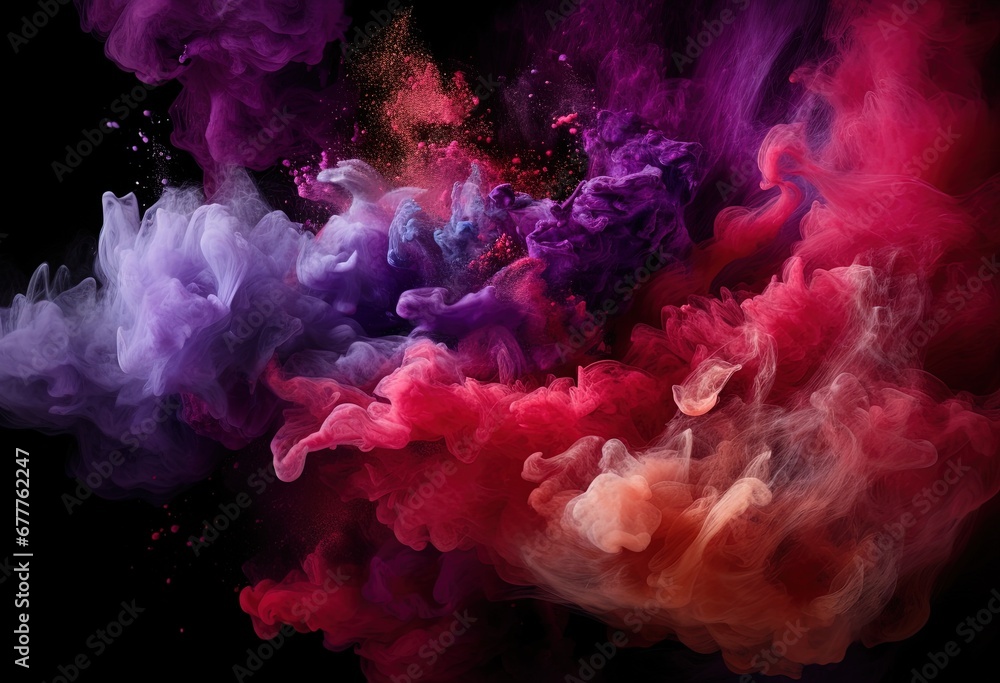 Vibrant Swirling Smoke in Pink, Red, Purple and Orange on Dark Background Vibrant Swirling Smoke in Pink, Red, Purple and Orange on Dark Background