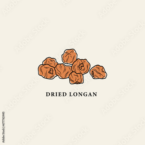 Line art dried longan drawing