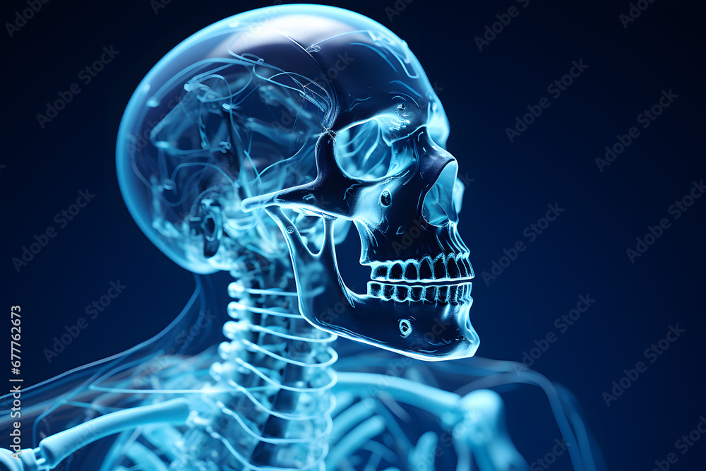 Human 3d skeleton in the style of x-ray photo illustration isolated on dark background Human 3d skeleton in the style of x-ray photo illustration isolated on dark background