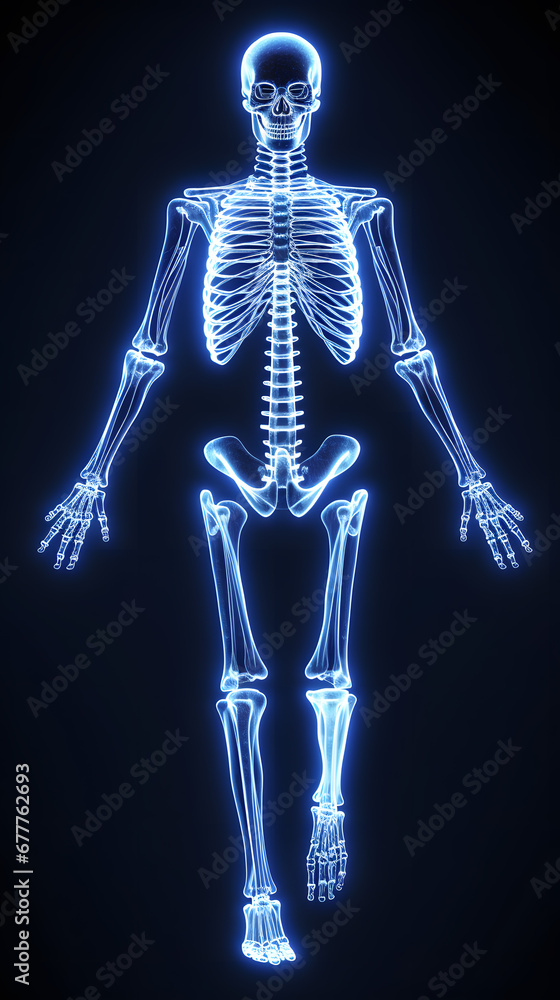Human 3d skeleton in the style of x-ray photo illustration isolated on dark background Human 3d skeleton in the style of x-ray photo illustration isolated on dark background