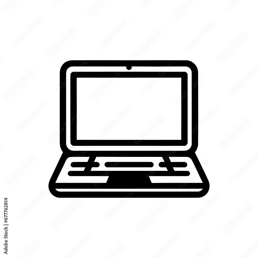 Simple icon of open laptop laptop computer with blank screen, isolated Simple icon of open laptop laptop computer with blank screen, isolated