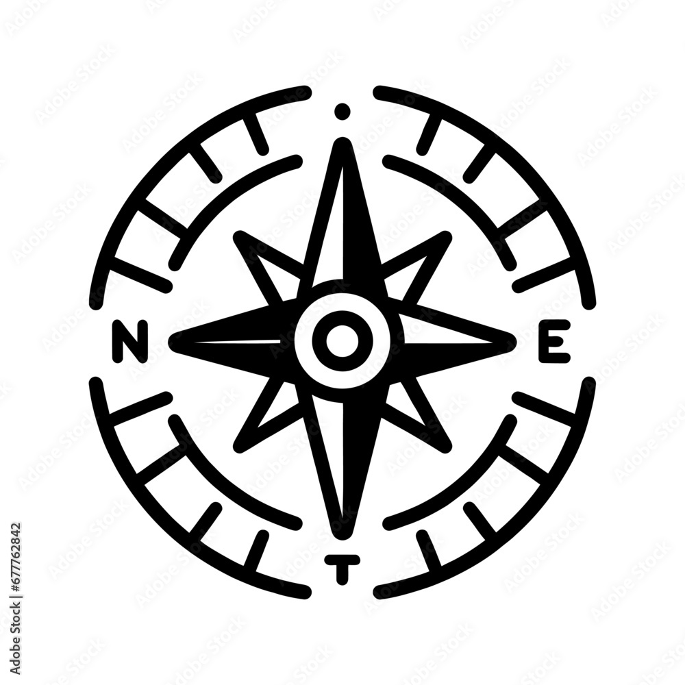 linear compass icon isolated. Vector illustration linear compass icon isolated. Vector illustration