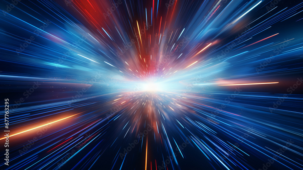 Hyperspace traveling through space, deep space, outer space, boom, explosion of light Hyperspace traveling through space, deep space, outer space, boom, explosion of light