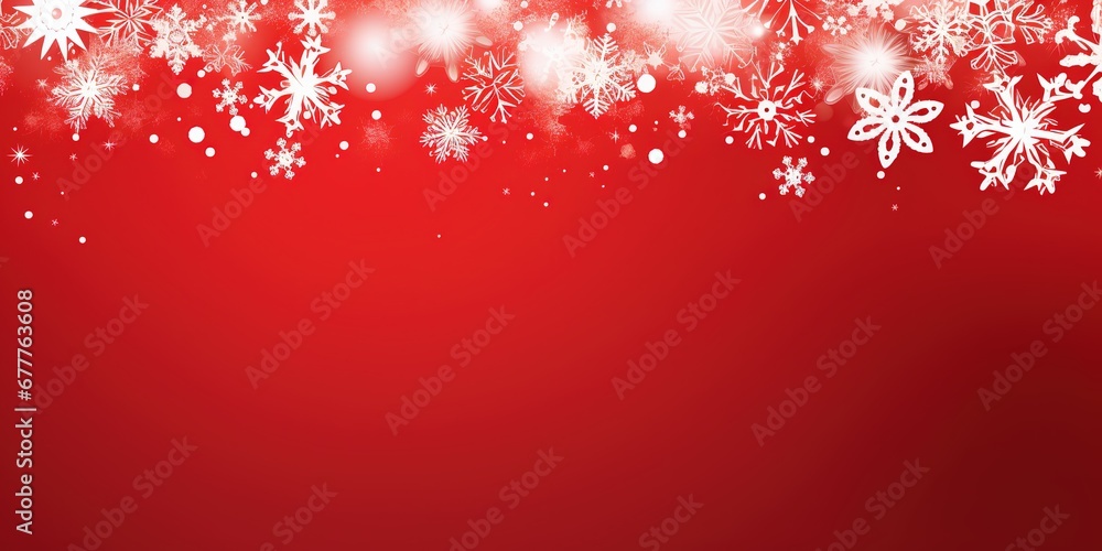 Red christmas banner with snowflakes. Merry Christmas and Happy New Year greeting banner. Horizontal new year background, headers, posters, cards, website. Vector illustration. Generative AI Red christmas banner with snowflakes. Merry Christmas and Happy New Year greeting banner. Horizontal new year background, headers, posters, cards, website. Vector illustration. Generative AI
