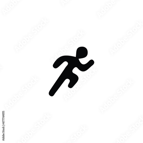 Runner stickman icon. Simple style sport theme poster background symbol. Runner stickman brand logo design element. Runner stickman t-shirt printing. Vector for sticker.