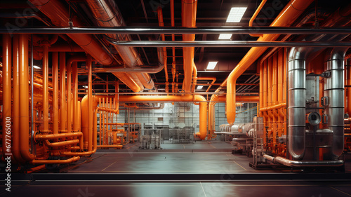 Orange Pipeline Industrial Facility. Generative AI photo