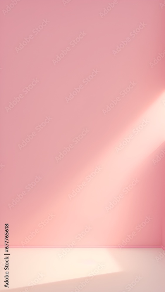 Fototapeta premium For design or creative work, This is a beautiful original backdrop image of an empty area in pink tones with a play of light and shadow on the wall and floor.