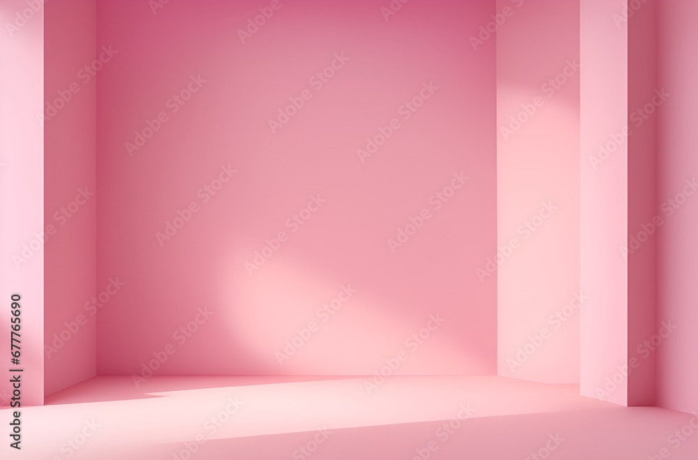 Fototapeta premium For design or creative work, This is a beautiful original backdrop image of an empty area in pink tones with a play of light and shadow on the wall and floor.