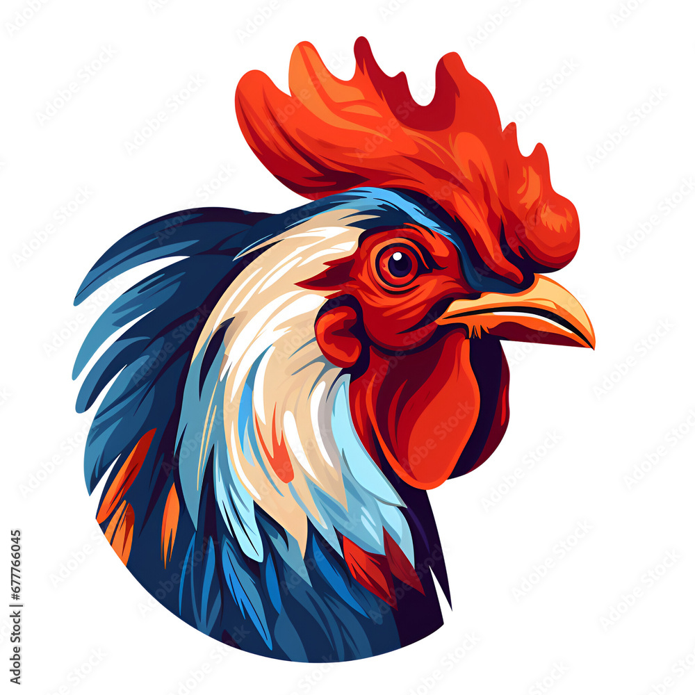 Rooster Cartoon Style Illustration Artistic Style Painting Drawing No Background Perfect for Print on Demand Merchandise