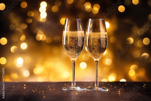 Two glasses of champagne on a New Year's
