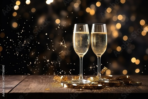 Two glasses of champagne on a New Year's
