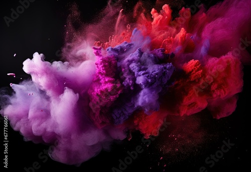 Vibrant and Dynamic Smoke Cloud on Black Background