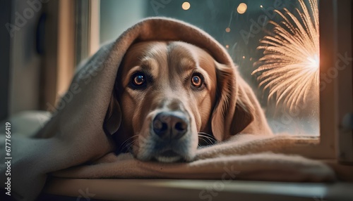 Dog scared of Fireworks photo
