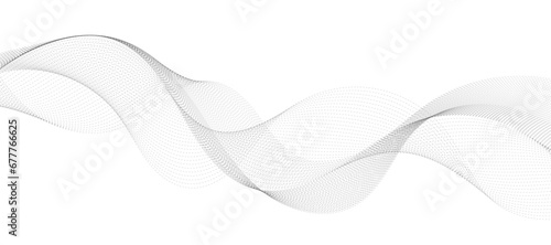 Abstract wave element for design. Digital frequency track equalizer. Stylized line art background. Vector illustration. Wave with lines created using blend tool. Curved wavy line, smooth stripe.