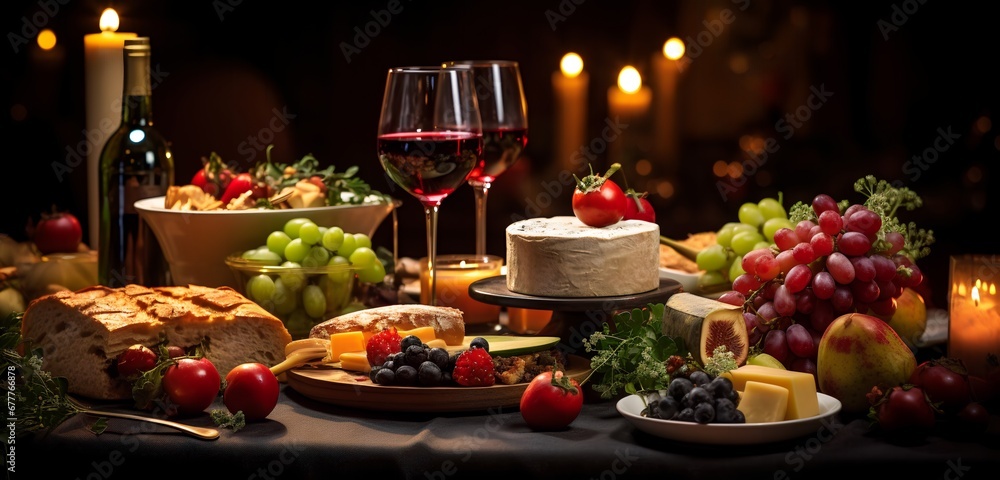 Elegant Festive Dinner Table Set for Christmas Feast