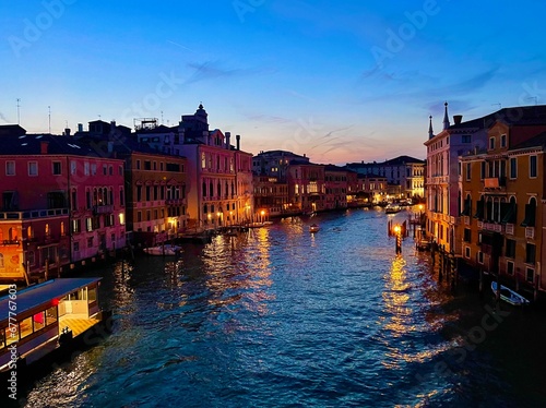 Fototapeta Naklejka Na Ścianę i Meble -  Venice grand canal in night with beautiful colours reflection 