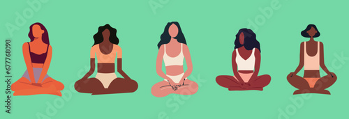 Minimalistic Illustrations of five Faceless Fashion Women | Vector Graphics Bundle