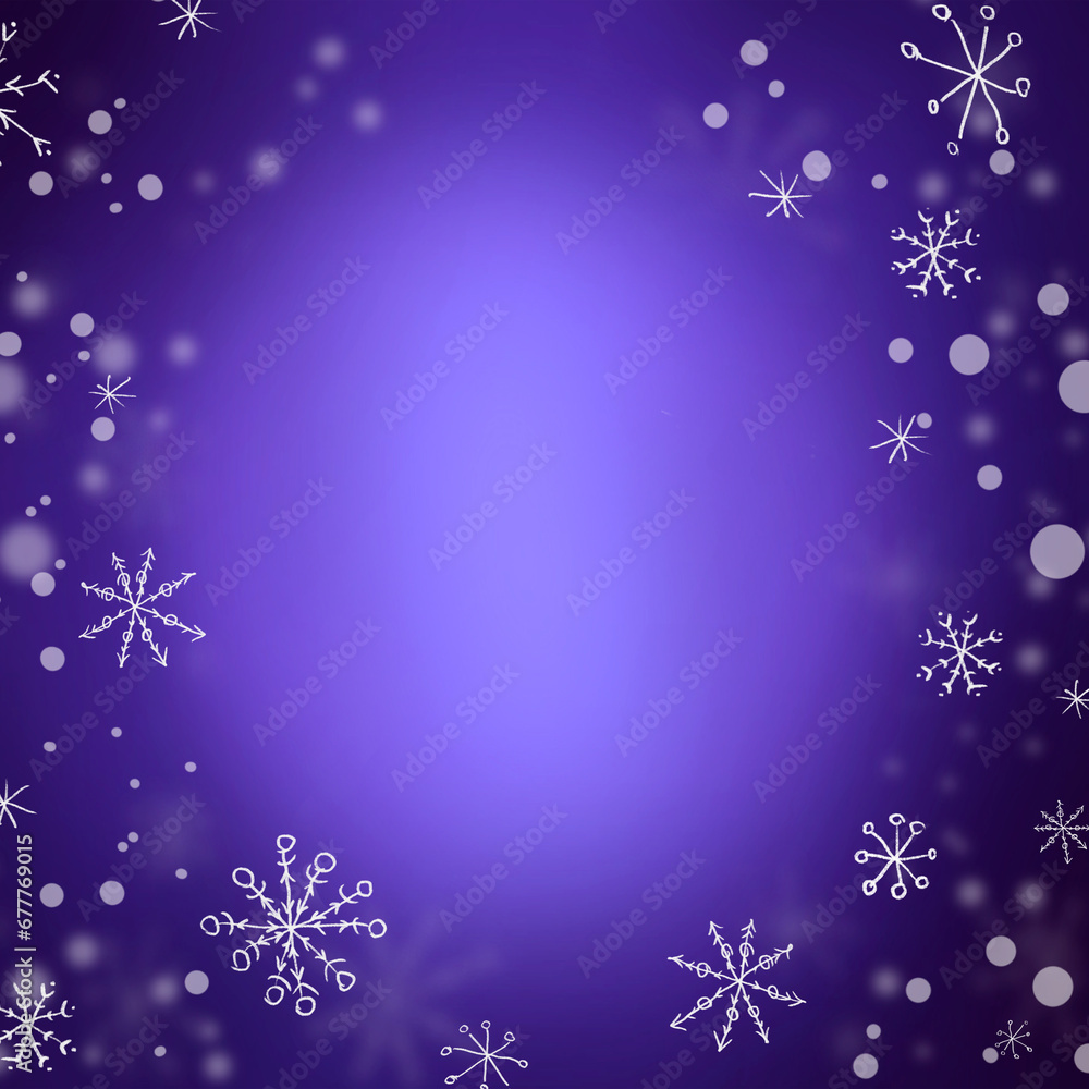 Happy new year violet square background with snowflakes. Greeting card. For postcard, banner, poster Happy new year violet square background with snowflakes. Greeting card. For postcard, banner, poster