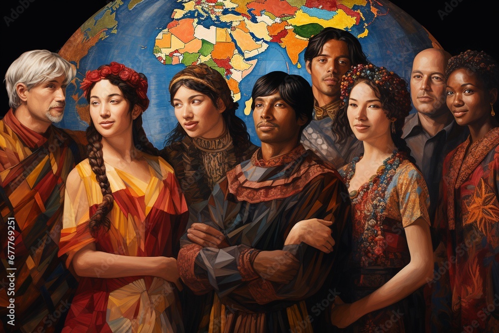 Fototapeta premium Harmony in Diversity Artistic Mosaic of Unity created with Generative AI