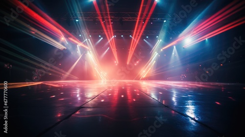 Stage lights on stage in the style of neon impressionism  Spectacular backdrops  Dance nostalgic atmosphere.