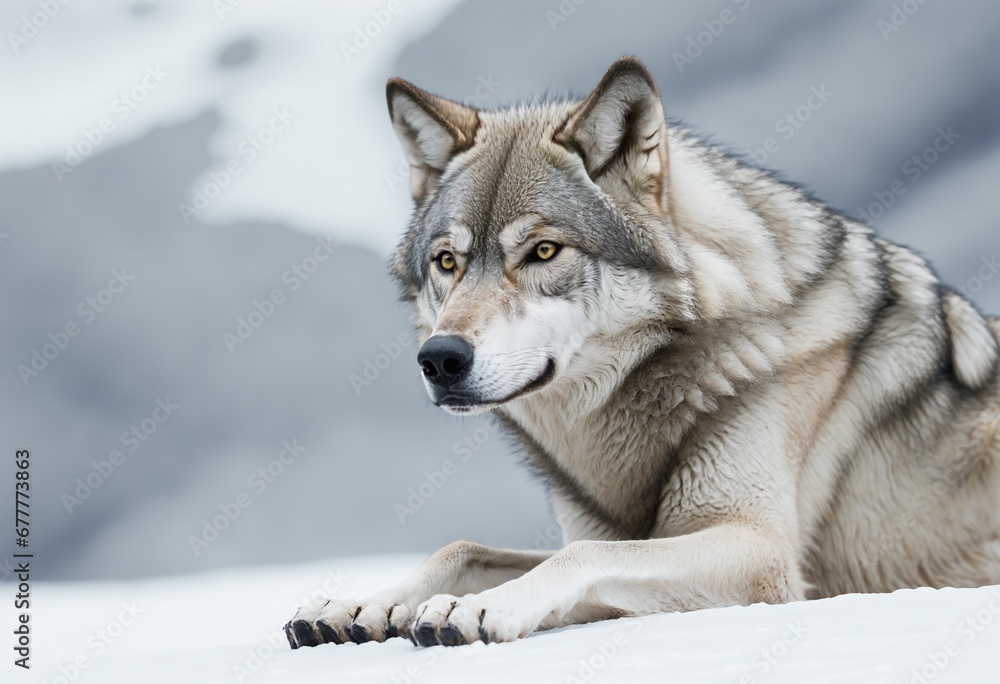 Majestic Grey Wolf in Snowy Habitat