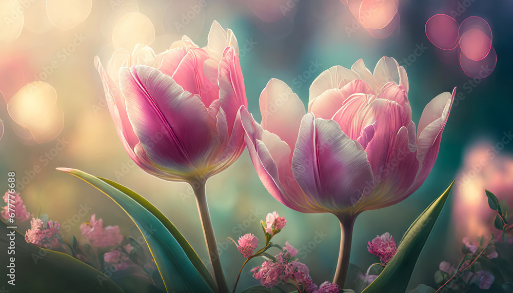 Fotografie Tulpen in softem  Pastel ton, Generated image
