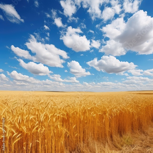 Wheat field under the blue sky