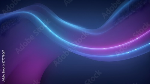 Big Neon Wave Background. Digital purple particles wave and light abstract background with shining dots stars