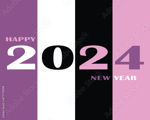 Happy new year 2024 design. With colorful truncated number illustrations. Premium vector design for poster, banner, greeting and new year 2024 celebration.