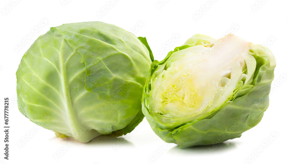 Green cabbage isolated on white background, cutout Green cabbage isolated on white background, cutout