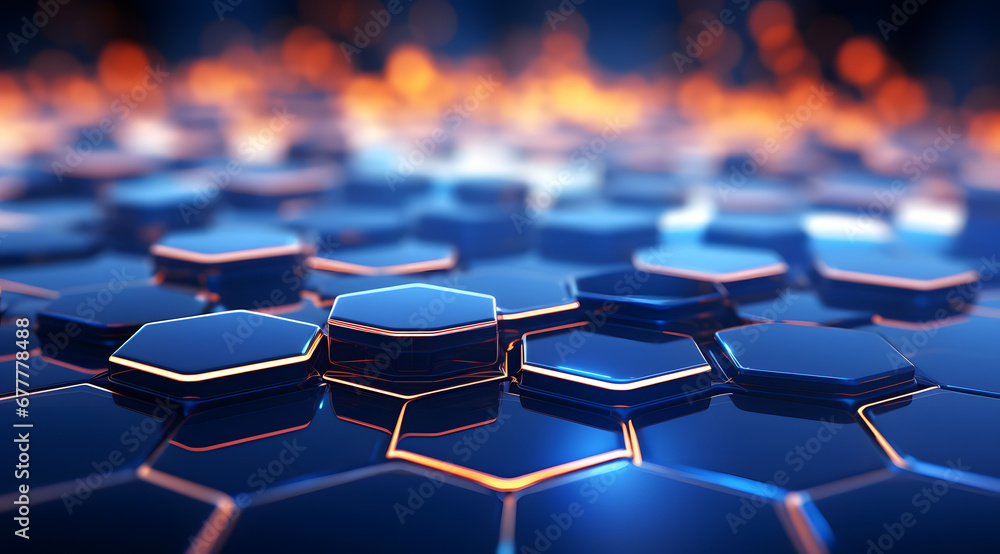 an abstract blue hexagons background with glowing lights an abstract blue hexagons background with glowing lights
