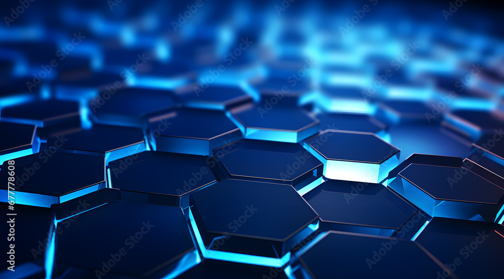 an abstract blue hexagons background with glowing lights an abstract blue hexagons background with glowing lights