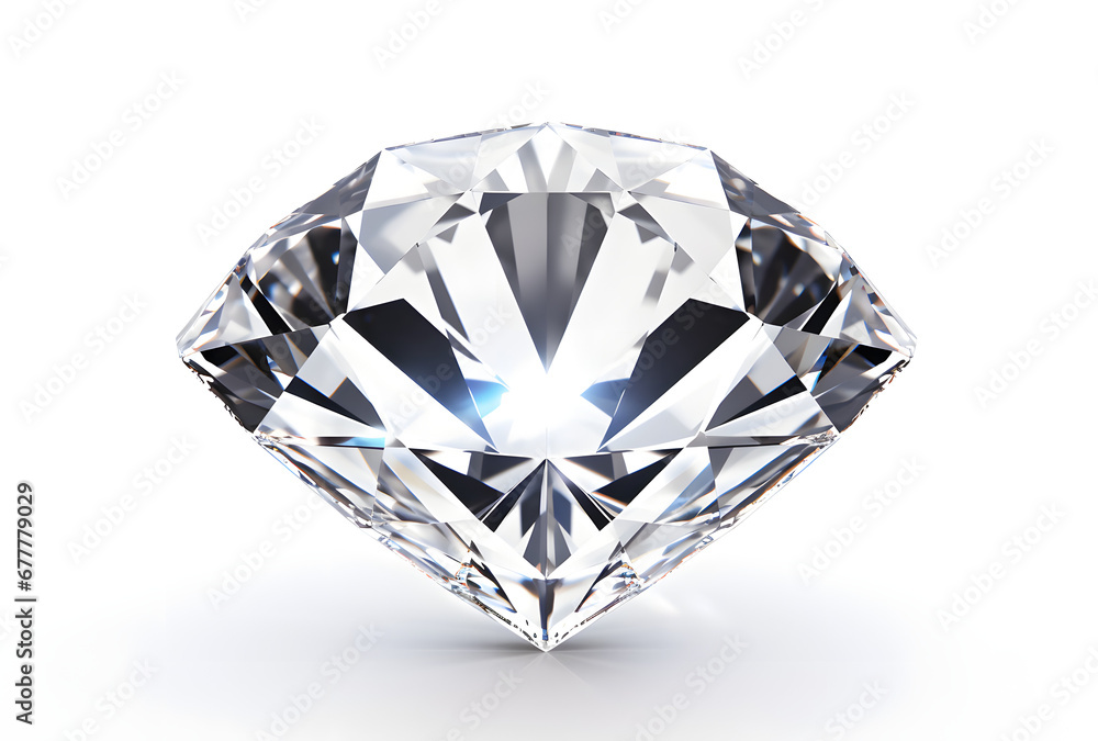 a white diamond with blue light on white background	