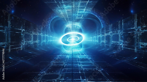 Journey to the Future: A Glowing Tunnel in Cyber Space