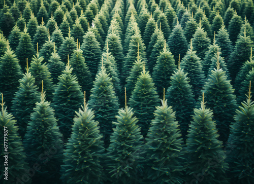 christmas trees for sale in a field