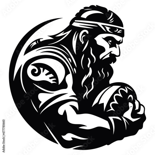 Viking Man Playing Rugby isolated on white background generative ai