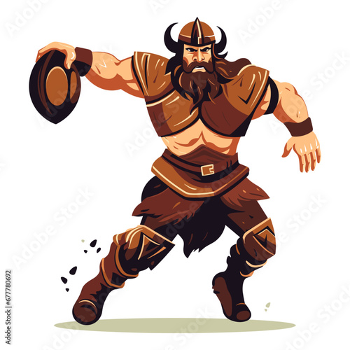 Viking Man Playing Rugby isolated on white background generative ai © Tanvir