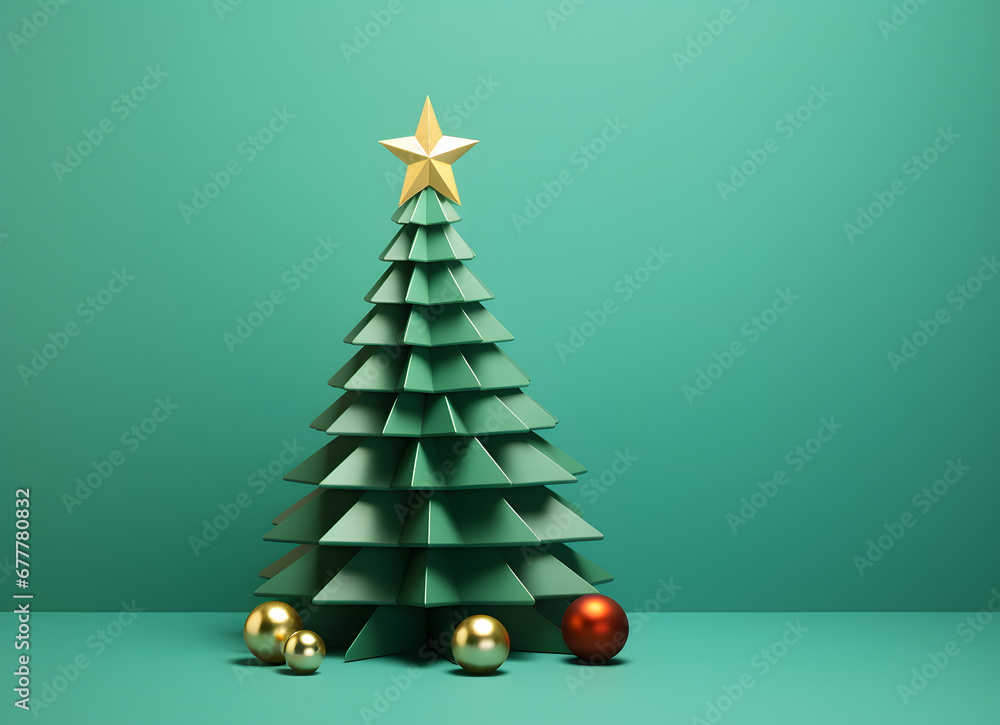 christmas tree with balls and decorations isolated on a green background christmas tree with balls and decorations isolated on a green background