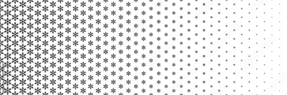 horizontal black halftone of snow flakes design for pattern and background. horizontal black halftone of snow flakes design for pattern and background.