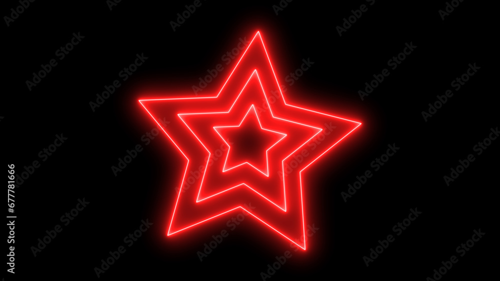 Neon glowing star icon on black background. Neon glowing star icon on black background.