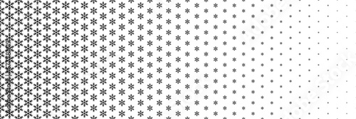 horizontal black halftone of snow flakes design for pattern and background.