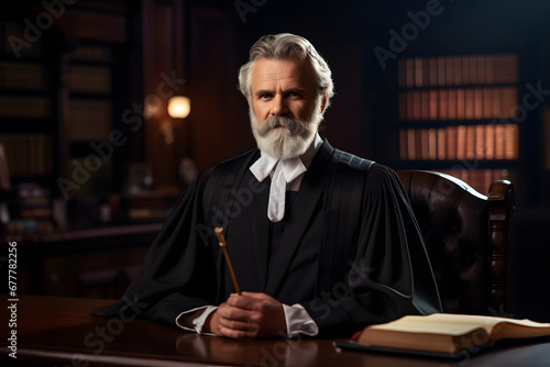 Portrait of a mature judge sitting on a court