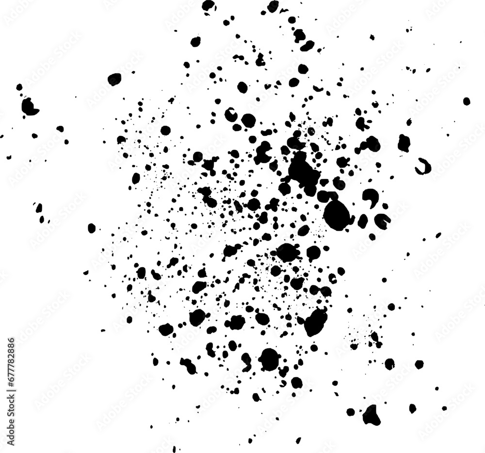 Splashed paint stain, splash texture of small particles. Uneven ink droplets, grunge effect. Splashed paint stain, splash texture of small particles. Uneven ink droplets, grunge effect.