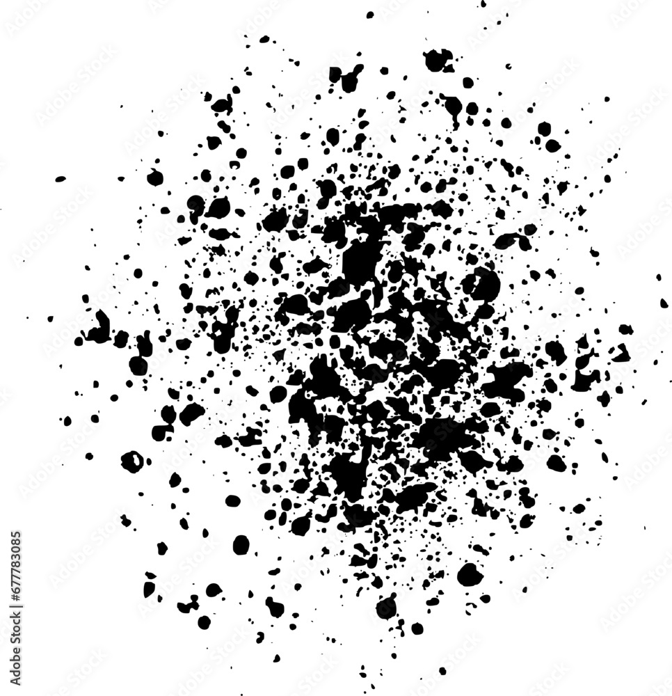 Splashed paint stain, splash texture of small particles. Uneven ink droplets, grunge effect. Splashed paint stain, splash texture of small particles. Uneven ink droplets, grunge effect.