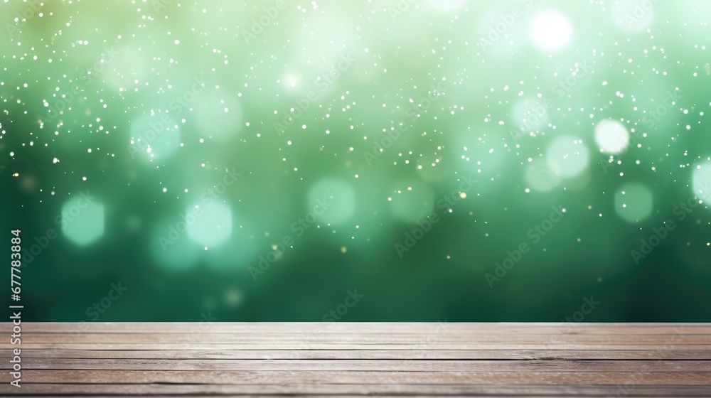 Green wood background with snowy effect design Green wood background with snowy effect design