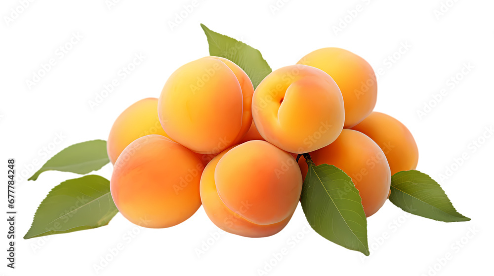 Apricots on transparent background, fruit on white background, fruit commercial photography Apricots on transparent background, fruit on white background, fruit commercial photography