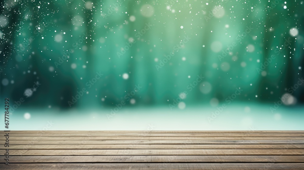 Green wood background with snowy effect design Green wood background with snowy effect design