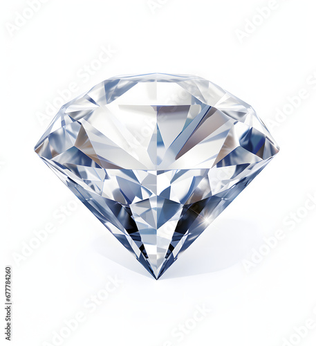 a white diamond with blue light on white background 
